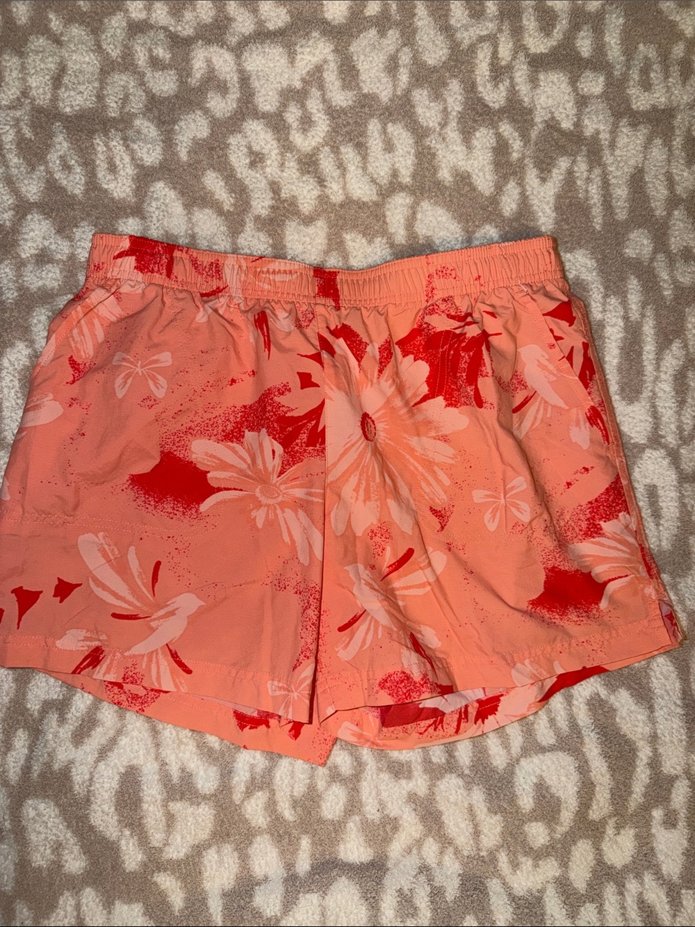 Columbia Coral and Red Floral Athletic Shorts